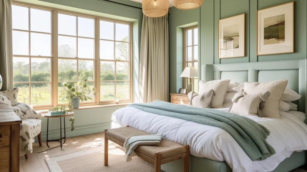 green earthy bedroom color scheme