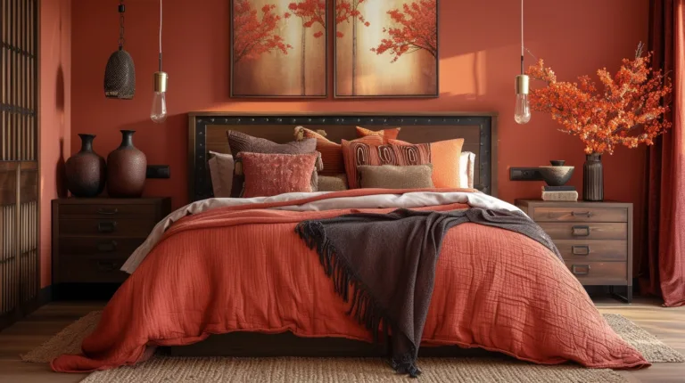 orange rustic bedroom color scheme