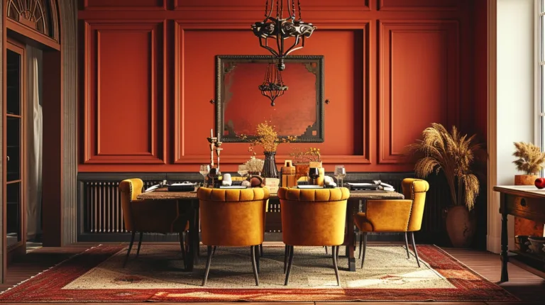 dining room rustic red large open colour schemes