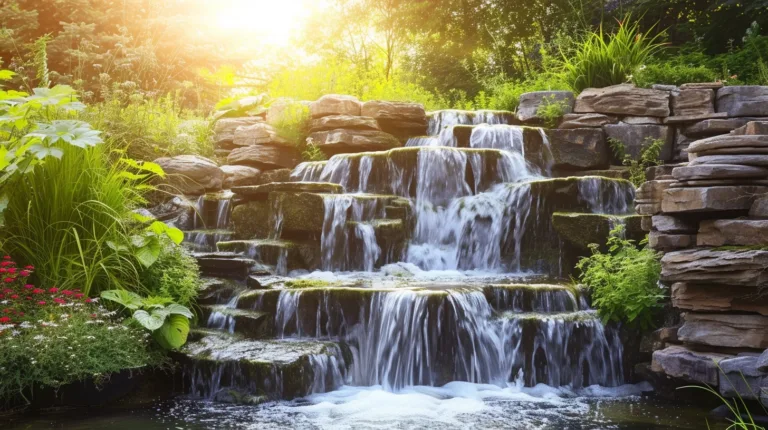 stone waterfall for rustic home