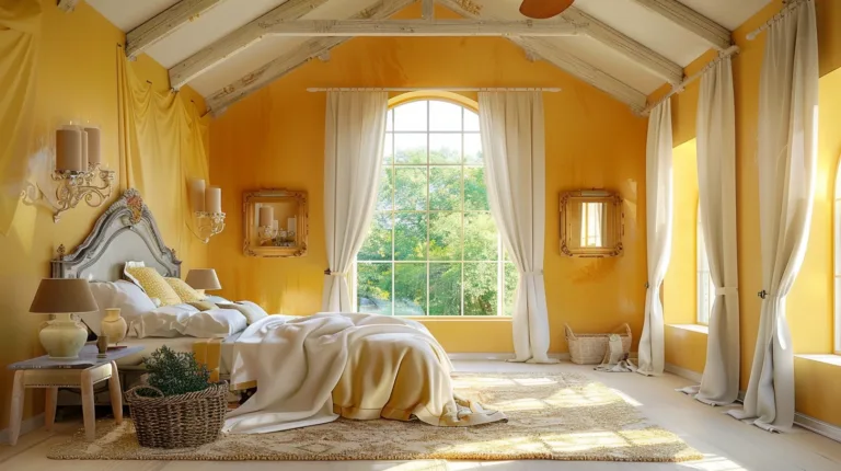 Bedroom Colour Palettes with sunny golden yellow